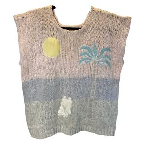 Vintage Jantzen Sweater Vest Women S Hand Knit‎ Pastel Beach Coastal Grandmacore